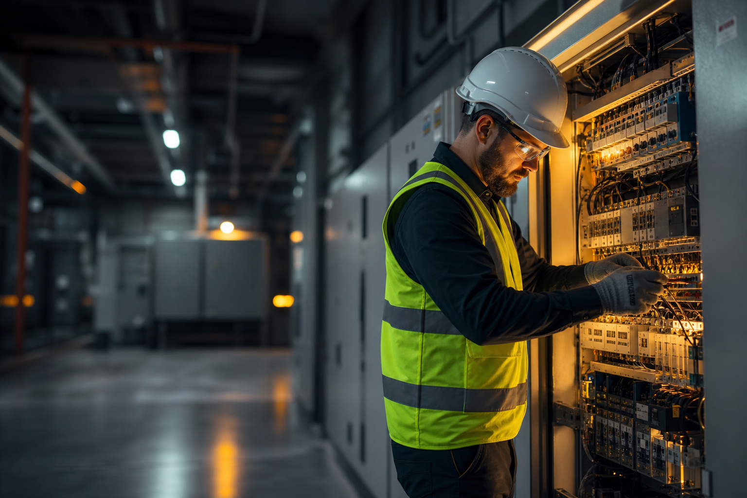 Profesjonalny elektryk przy tablicy rozdzielczej – ELEKTROTECHNIKA Michał Kaszuba
